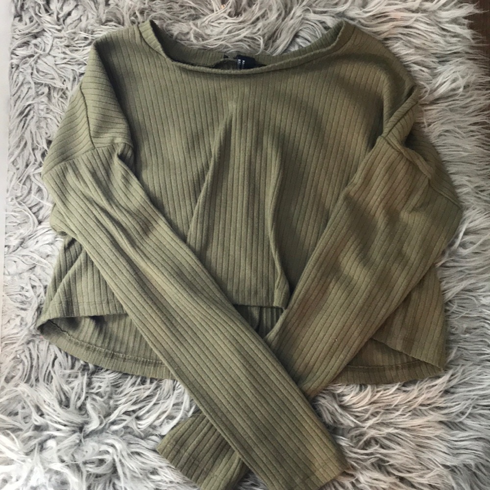 Olive Green Crop Sweater